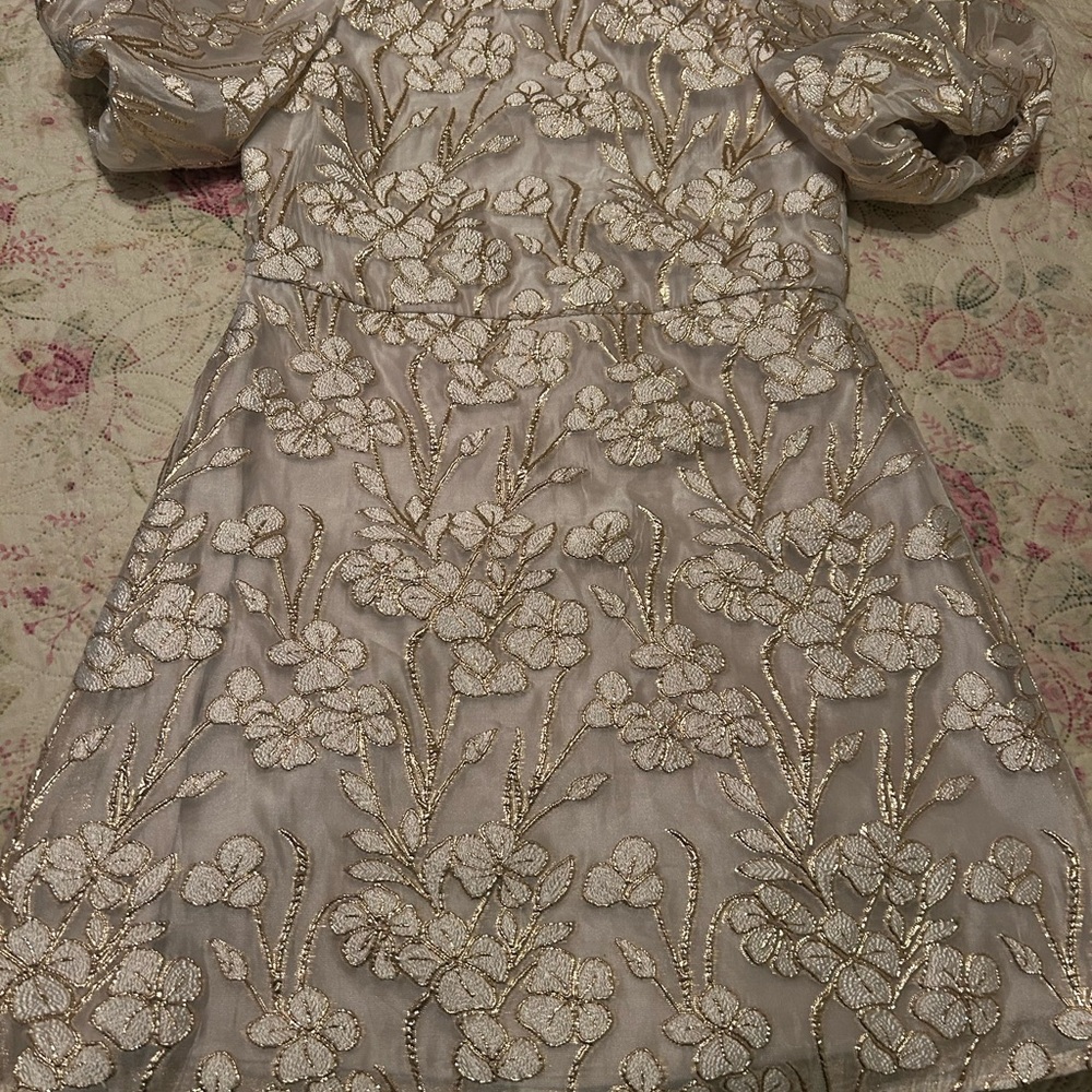Girls' Ivory Floral Embroidered Party Dress
